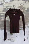 Marc Le Bihan 26909 V-neck tight stretch top 10 meters silk shrink MLB-26909-AUBERGINE 26909-E21